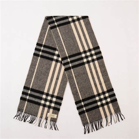 Burberry Check Cashmere Fringed Scarf 